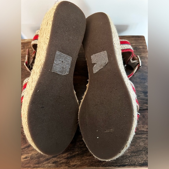 Market & Spruce size 8 platform espadrilles with orange, blue and neutral straps - Picture 7 of 8